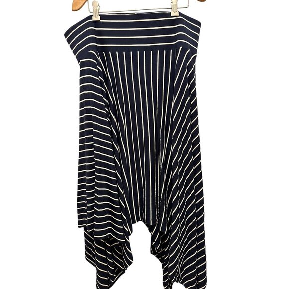 Cabi Striped Navy & White High-Low Hem Womens Skirt XL - Picture 4 of 6
